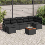 vidaXL Tuinbank Set met kussen 8 pcs Zwart poly rattan