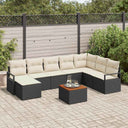vidaXL Garden Sofa Set with cushions 9 pcs Black poly rattan