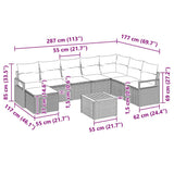 vidaXL Garden Sofa Set with cushions 9 pcs Black poly rattan