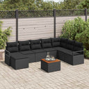 vidaXL Garden Sofa Set with cushions 9 pcs Black poly rattan
