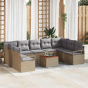 vidaXL Tuinbank Set met kussen 10 pcs Zwart poly rattan