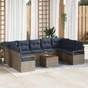 vidaXL Tuinbank Set met kussen 10 pcs Grijs poly rattan