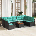 vidaXL Tuinbank Set met kussen 10 pcs Grijs poly rattan