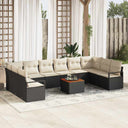 vidaXL Garden Sofa Set with Cushion 11 pcs Black poly rattan