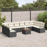vidaXL Garden Sofa Set with Cushion 11 pcs Black poly rattan