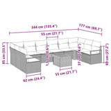 vidaXL Garden Sofa Set with Cushion 11 pcs Black poly rattan