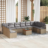 vidaXL Garden Sofa Set with Cushion 11 pcs Black poly rattan