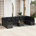 vidaXL Garden Sofa Set with Cushion 11 pcs Black poly rattan