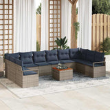 vidaXL Garden Lounge Set with Cushions 11 pcs Grey Polyrattan