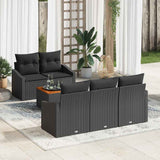 vidaXL Tuinbank Set met kussen 6 pcs Zwart poly rattan