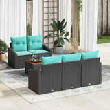 vidaXL Tuinbank Set met kussen 6 pcs Zwart poly rattan