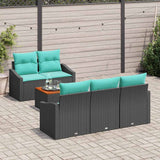 vidaXL Tuinbank Set met kussen 6 pcs Zwart poly rattan