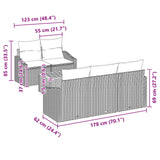 vidaXL Tuinbank Set met kussen 6 pcs Zwart poly rattan