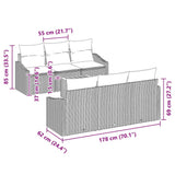vidaXL Tuinbank Set met kussen 7 pcs Zwart poly rattan