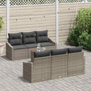 vidaXL Tuinbank Set met kussen 7 pcs Zwart poly rattan