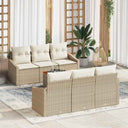 vidaXL Tuinbank Set met kussen 7 pcs Zwart poly rattan
