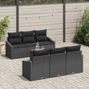 vidaXL Tuinbank Set met kussen 7 pcs Zwart poly rattan