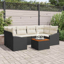 vidaXL Tuinbank Set met kussen 7 pcs Zwart poly rattan