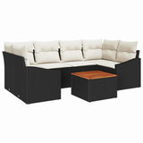 vidaXL Tuinbank Set met kussen 7 pcs Zwart poly rattan