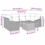 vidaXL Tuinbank Set met kussen 7 pcs Zwart poly rattan