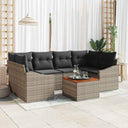 vidaXL Tuinbank Set met kussen 7 pcs Zwart poly rattan