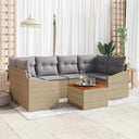 vidaXL Tuinbank Set met kussen 7 pcs Zwart poly rattan