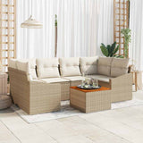 vidaXL Tuinbank Set met kussen 7 pcs Zwart poly rattan