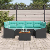 vidaXL Tuinbank Set met kussen 7 pcs Zwart poly rattan