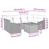 vidaXL Tuinbank Set met kussen 7 pcs Zwart poly rattan