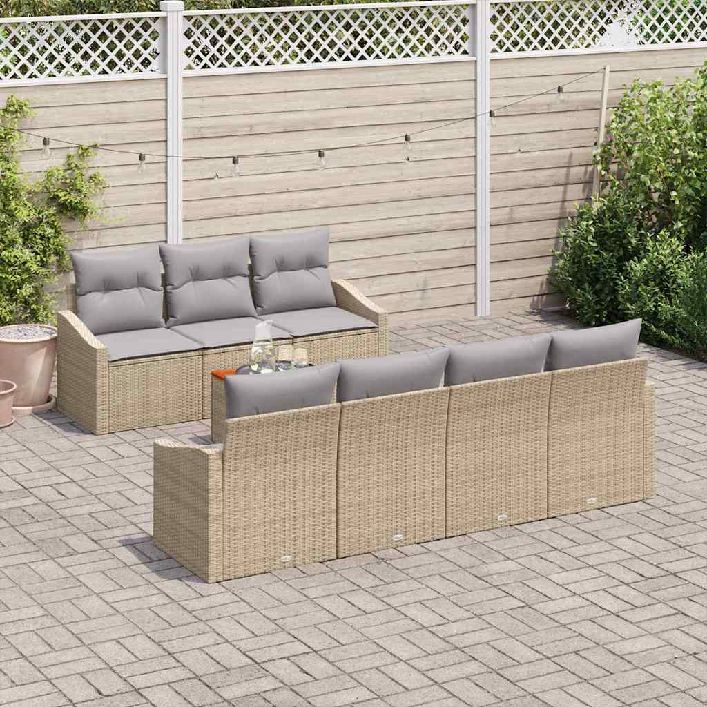vidaXL Tuinbank Set met kussen 8 pcs Zwart poly rattan