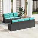 vidaXL Tuinbank Set met kussen 8 pcs Zwart poly rattan