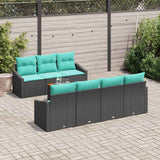 vidaXL Tuinbank Set met kussen 8 pcs Zwart poly rattan