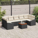 vidaXL Tuinbank Set met kussen 8 pcs Zwart poly rattan