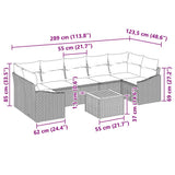 vidaXL Tuinbank Set met kussen 8 pcs Zwart poly rattan