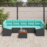 vidaXL Tuinbank Set met kussen 8 pcs Zwart poly rattan