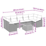vidaXL Tuinbank Set met kussen 8 pcs Zwart poly rattan
