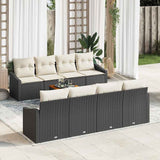 vidaXL Garden Sofa Set with cushions 9 pcs Black poly rattan
