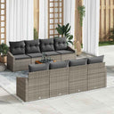 vidaXL Garden Sofa Set with cushions 9 pcs Black poly rattan