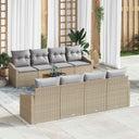 vidaXL Garden Sofa Set with cushions 9 pcs Black poly rattan