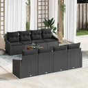 vidaXL Garden Sofa Set with cushions 9 pcs Black poly rattan