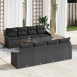 vidaXL Garden Sofa Set with cushions 9 pcs Black poly rattan