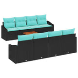 vidaXL Garden Sofa Set with cushions 9 pcs Black poly rattan
