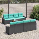 vidaXL Garden Sofa Set with cushions 9 pcs Black poly rattan