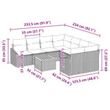 vidaXL Tuinbank Set met kussen 9 pcs Zwart poly rattan
