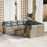 vidaXL Tuinbank Set met kussen 9 pcs Zwart poly rattan