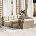 vidaXL Tuinbank Set met kussen 9 pcs Zwart poly rattan