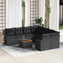 vidaXL Tuinbank Set met kussen 9 pcs Zwart poly rattan
