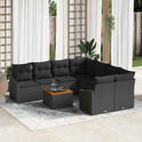 vidaXL Tuinbank Set met kussen 9 pcs Zwart poly rattan