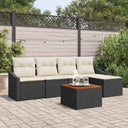 vidaXL Tuinbank Set met kussen 6 pcs Zwart poly rattan