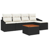 vidaXL Tuinbank Set met kussen 6 pcs Zwart poly rattan